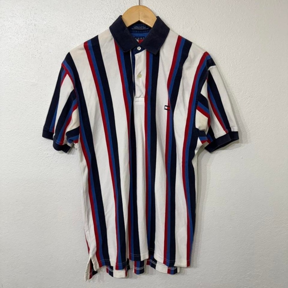 90's Tommy Hilfiger striped polo shirt fashion